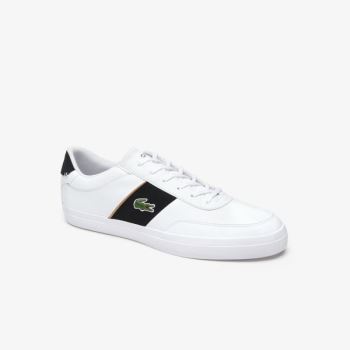 Lacoste Court-Master Tumbled Leather Sneakers - Tenisky Pánské Bílé / Černé | CZ-YD1nBt